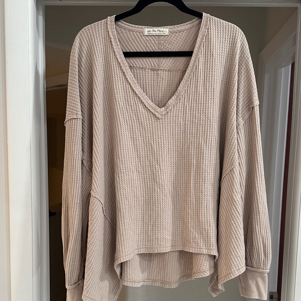 We the Free Waffle Knit V-Neck Sweater